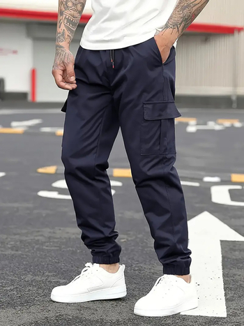 Európai és amerikai független állomás határokon átnyúló Amazon férfi új cargo nadrág lezser hosszú nadrág húzózsinóros, többzsebes cargo nadrág