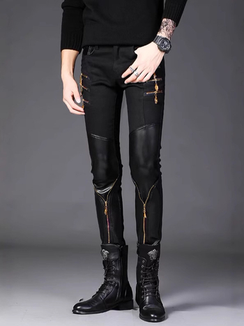 2024 őszi farmernadrág, férfi új, rugalmas, karcsúsított, lezser, négy évszakos, fekete, kis méretű, egyenes szárú, karcsúsított, ifjúsági karcsúsított nadrág