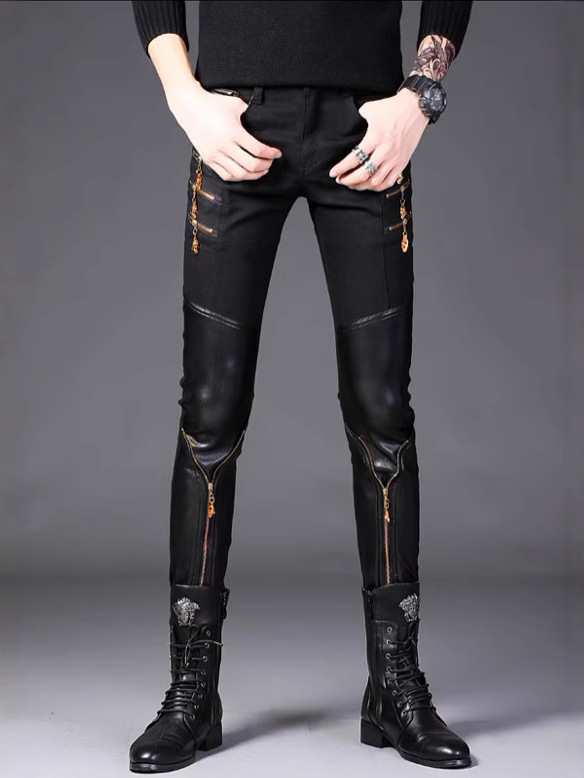 2024 őszi farmernadrág, férfi új, rugalmas, karcsúsított, lezser, négy évszakos, fekete, kis méretű, egyenes szárú, karcsúsított, ifjúsági karcsúsított nadrág