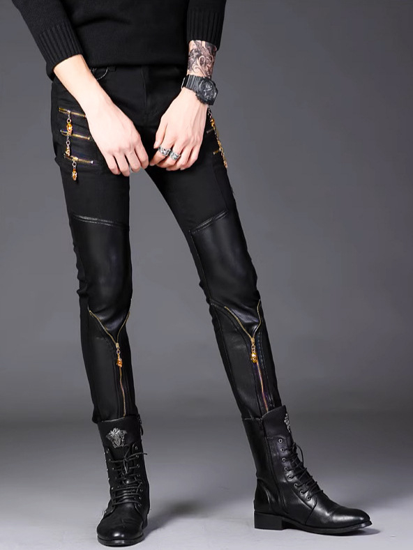 2024 őszi farmernadrág, férfi új, rugalmas, karcsúsított, lezser, négy évszakos, fekete, kis méretű, egyenes szárú, karcsúsított, ifjúsági karcsúsított nadrág