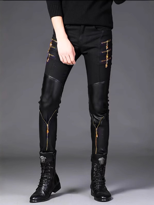 2024 őszi farmernadrág, férfi új, rugalmas, karcsúsított, lezser, négy évszakos, fekete, kis méretű, egyenes szárú, karcsúsított, ifjúsági karcsúsított nadrág