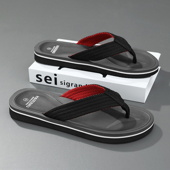 Лятно връхно облекло Корейски стил Модерни мъжки чехли Джапанки Удобни вътрешни и външни плажни джапанки Мъжки чехли