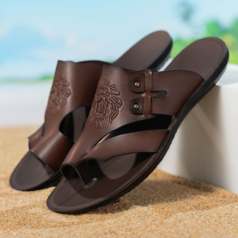 Sandale bărbați 2025 vara nouă bărbați din piele naturală flip-flops sandale bărbați cu velcro