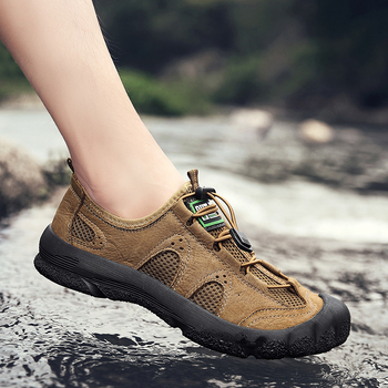 Új nyári férfi alkalmi cipők kültéri folyami cipők túracipők sokoldalú valódi bőr divatos cipők nagy méretű határon átnyúló méret 46 férfi