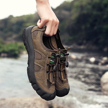 Νέα καλοκαιρινά ανδρικά casual παπούτσια, παπούτσια για υπαίθριες δραστηριότητες, παπούτσια για πεζοπορία, ευέλικτα γνήσια δερμάτινα, μοντέρνα παπούτσια, μεγάλο μέγεθος, διασυνοριακό μέγεθος 46, άνδρες