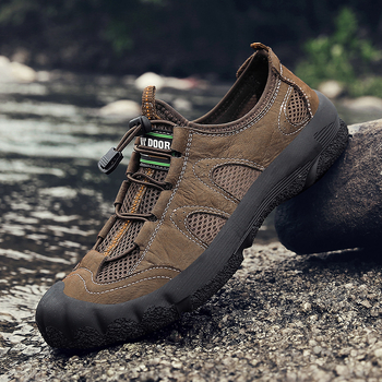 Νέα καλοκαιρινά ανδρικά casual παπούτσια, παπούτσια για υπαίθριες δραστηριότητες, παπούτσια για πεζοπορία, ευέλικτα γνήσια δερμάτινα, μοντέρνα παπούτσια, μεγάλο μέγεθος, διασυνοριακό μέγεθος 46, άνδρες