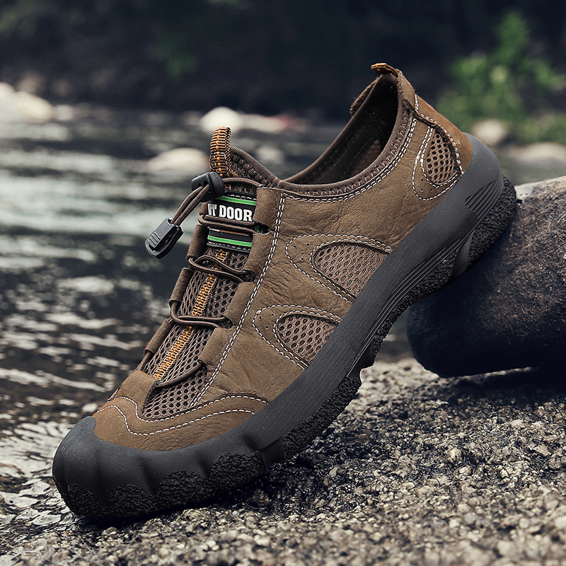 Új nyári férfi alkalmi cipők kültéri folyami cipők túracipők sokoldalú valódi bőr divatos cipők nagy méretű határon átnyúló méret 46 férfi