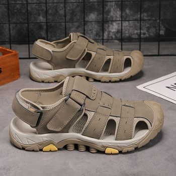 Külkereskedelmi férfi strandszandál Baotou ütközésgátló túrázási utazási kültéri cipő tépőzáras táska sarok csúszásgátló kopásálló alkalmi cipő