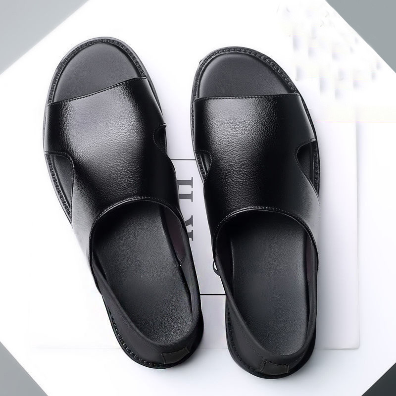 Sandale de plajă din piele pentru bărbați, respirabile, în aer liber, pantofi pentru bărbați, stil coreean, la modă, leneșe, din piele naturală, cu talpă moale, Dropshipping