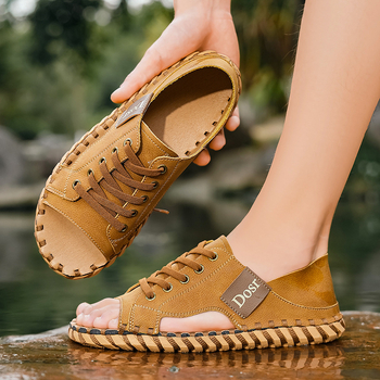 Ευρωπαϊκό Καλοκαιρινό Σανδάλια με Μαλακή Σόλα και Δέρμα, Ανδρικά Καθημερινά, Αναπνέοντα, Αντιολισθητικά, Πολυχρηστικά Τσόκαρα Trbottomyy Beach