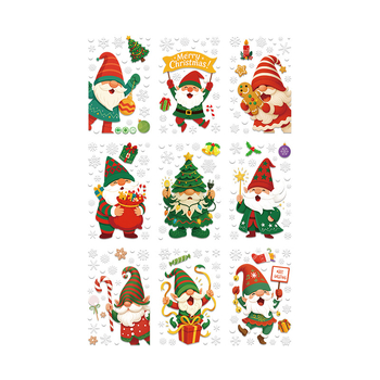 Νέα Διασυνοριακά Χριστουγεννιάτικα Διακοσμητικά Αυτοκόλλητα Ηλεκτροστατικά Αυτοκόλλητα Παραθύρου Άγιου Βασίλη Αυτοκόλλητα Ξωτικού με Χιονονιφάδα Προσαρμοσμένα Γυάλινα Αυτοκόλλητα