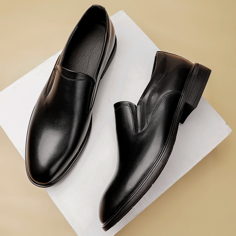 Bebújós üzleti alkalmi férfi bőrcipő, felső rétegű, marhabőr, puha talpú, puha, lusta cipő, kényelmes, valódi bőr, lélegző férficipő