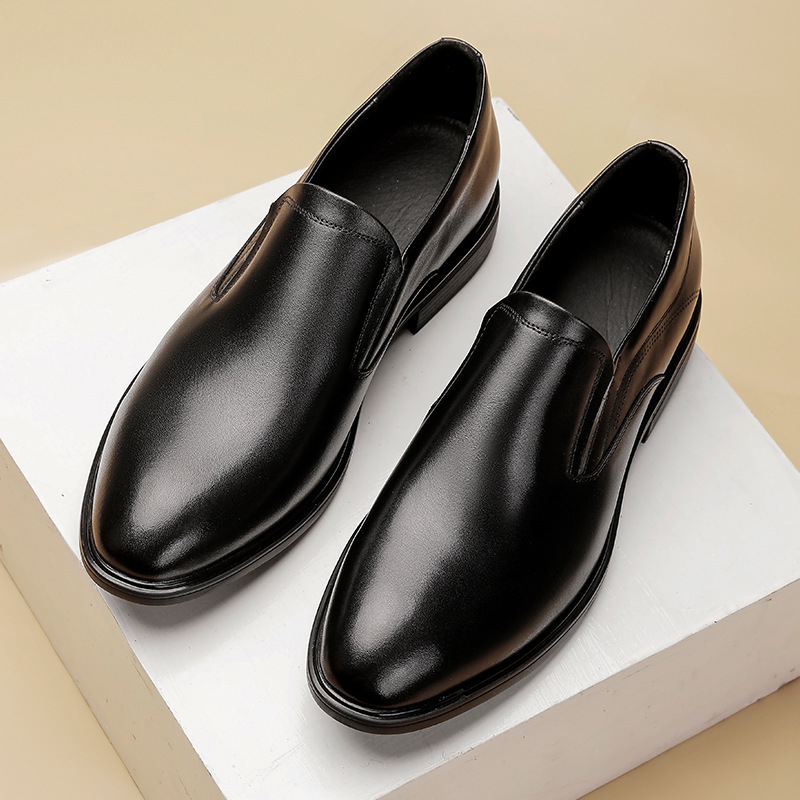 Bebújós üzleti alkalmi férfi bőrcipő, felső rétegű, marhabőr, puha talpú, puha, lusta cipő, kényelmes, valódi bőr, lélegző férficipő
