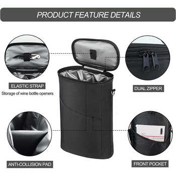 Kaasaskantav veinijahutuskott, lekkekindel, isoleeritud, polsterdatud veinikinkekott, kandekäepidemega, reguleeritava õlarihmaga