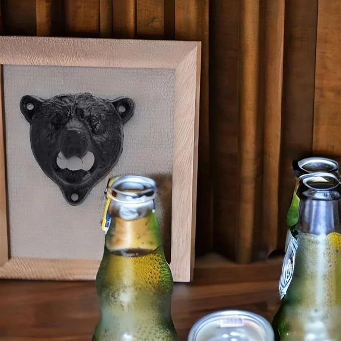 Határokon átnyúló medvés falra akasztható sörösüvegnyitó öntöttvas fali üvegnyitó gyártása és értékesítése kreatív öntöttvas üvegnyitó