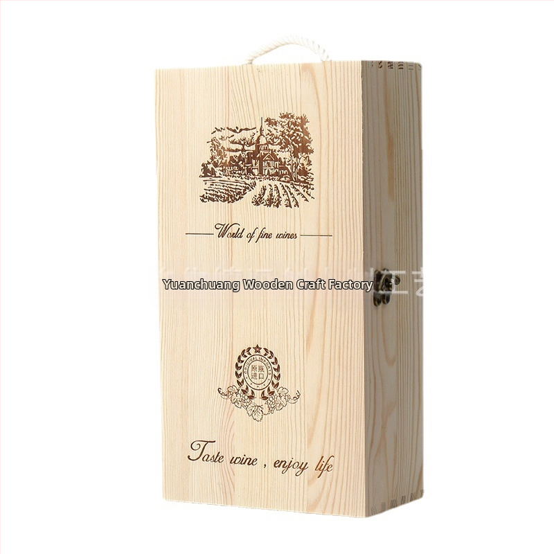 Кутия за вино Кутия за червено вино Двойна дървена кутия за червено вино Двойна дървена кутия за бутилки Кутия за вино Дървена кутия за червено вино Подаръчна кутия за чуждестранно вино
