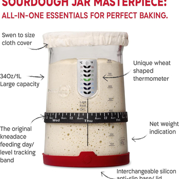 Amazoni piiriülene 32oz juuretiseleivaklaasist käärituspurk segamislusikaga majapidamistainaleiva küpsetamistarvete komplekt