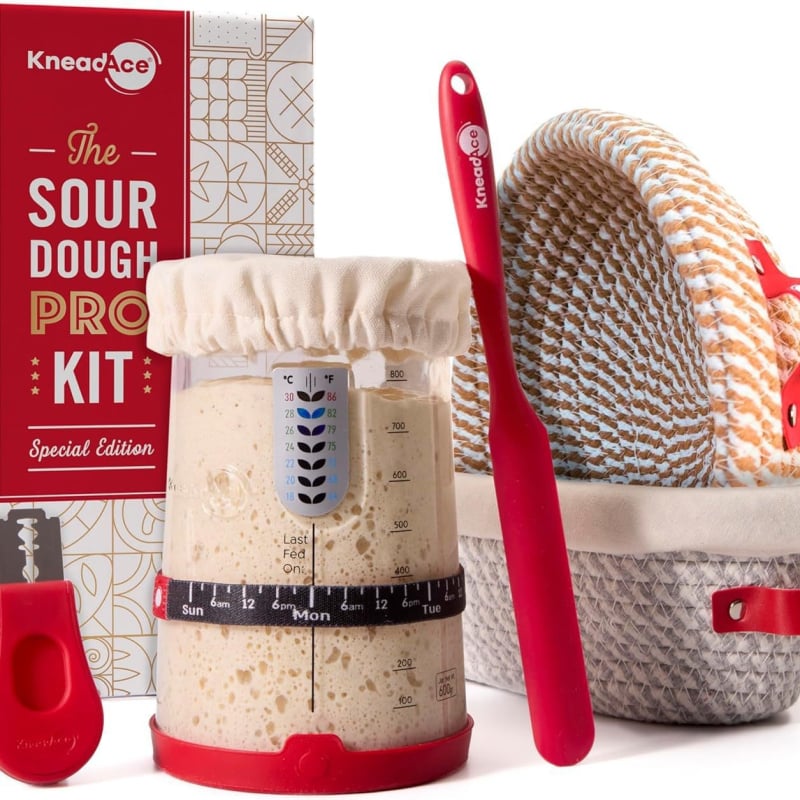 Amazon határokon átnyúló 32oz-os kovászos üveg erjesztőedény keverőkanállal háztartási tészta kenyérsütési kellékkészlet