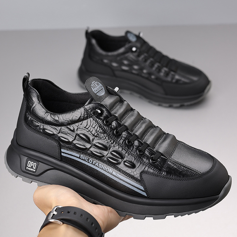 2025-ös férfi cipők tavaszi divatos, minden mérkőzésre alkalmas, marhabőrből készült, puha talpú, férfi alkalmi cipő, könnyű, lélegző, felnőtt cipő