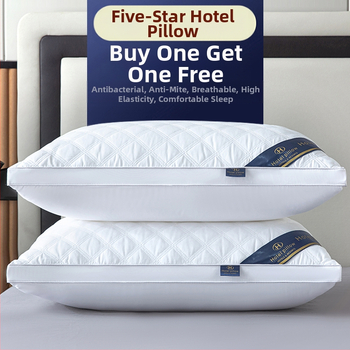 [Cumpără unul, primești unul gratuit] Pereche de perne de hotel de cinci stele, cu miez de pernă lavabilă pentru un singur adult, protecție pentru gât, miez de pernă din catifea cu pene