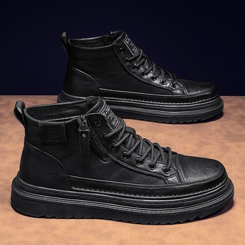 Φθινοπωρινά Ανδρικά Παπούτσια Νέες Ψηλές Μπότες Martin Ανδρικά Μοντέρνα Αντιολισθητικά Παπούτσια Εργασίας Ανθεκτικά στη φθορά Casual Δερμάτινα Παπούτσια Παπούτσια Εργασίας