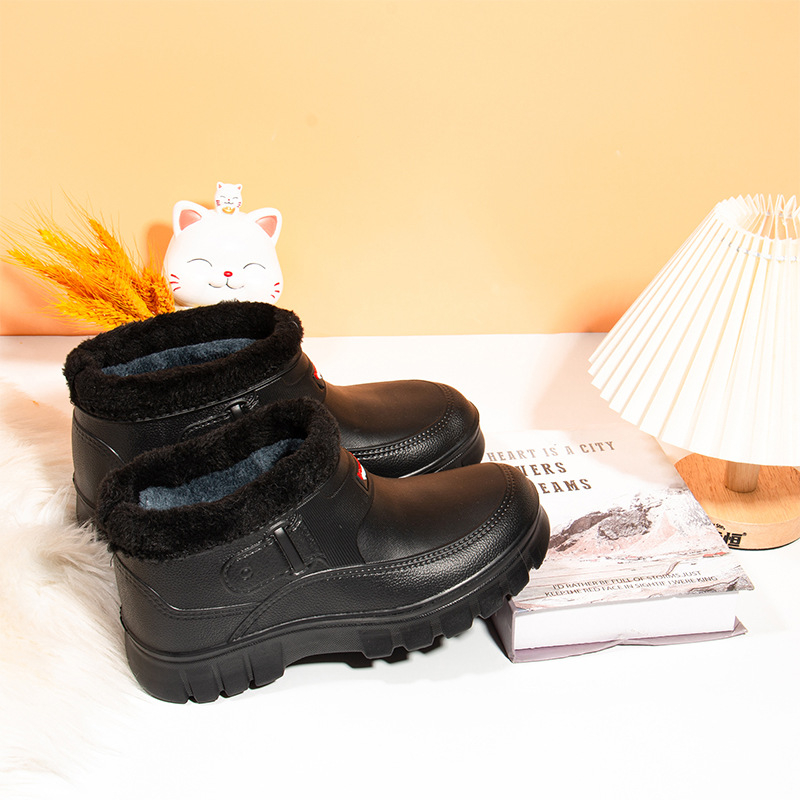 Vízálló pamut csizma, esőkabát, bársony félvádli pamut cipő, férfi téli kültéri cipő, pamut cipő, hóbakancs, férfi régi pekingi alkalmi cipő