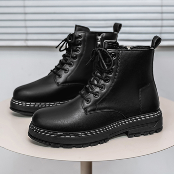 Ανδρικά παπούτσια Martin Boots 2025 Άνοιξη, Νέες Μόδας, Βρετανικές Μπότες Εργασίας, Ψηλές Πλατφόρμες, Καθημερινά, Μοντέρνα, Δερμάτινα Παπούτσια