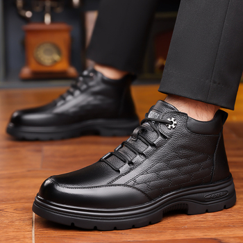 Pantofi de damă din piele de vacă cu strat superior, din bumbac, căptușiți cu fleece, îngroșați, casual, din piele naturală, antiderapanți, pantofi din piele caldă de vârstă mijlocie