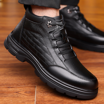 Pantofi de damă din piele de vacă cu strat superior, din bumbac, căptușiți cu fleece, îngroșați, casual, din piele naturală, antiderapanți, pantofi din piele caldă de vârstă mijlocie