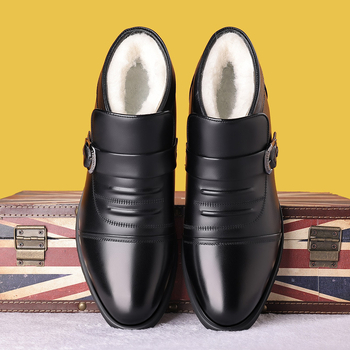 Pantofi noi pentru bărbați, pantofi de iarnă din piele, căptușiți cu fleece, din bumbac cald, pantofi antiderapanți din piele de vacă, pantofi de vârstă mijlocie, pantofi din bumbac pentru bărbați 2024