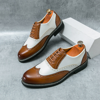 Ανδρικά διασυνοριακά μεγάλα μεγέθη Νέα δερμάτινα παπούτσια Brock Carved Μόδα Ανδρικά δερμάτινα παπούτσια για επαγγελματικά φορέματα Παπούτσια για δεξιώσεις γάμου