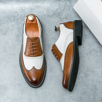 Ανδρικά διασυνοριακά μεγάλα μεγέθη Νέα δερμάτινα παπούτσια Brock Carved Μόδα Ανδρικά δερμάτινα παπούτσια για επαγγελματικά φορέματα Παπούτσια για δεξιώσεις γάμου