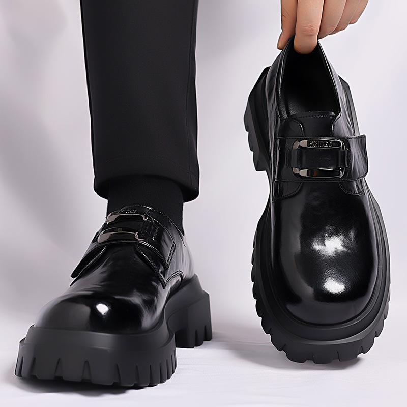 Tavaszi férfi bőrcipők Brit stílusú sokoldalú vastag talpú divatos férficipők koreai stílusú formális alkalmi derby cipők dropshipping