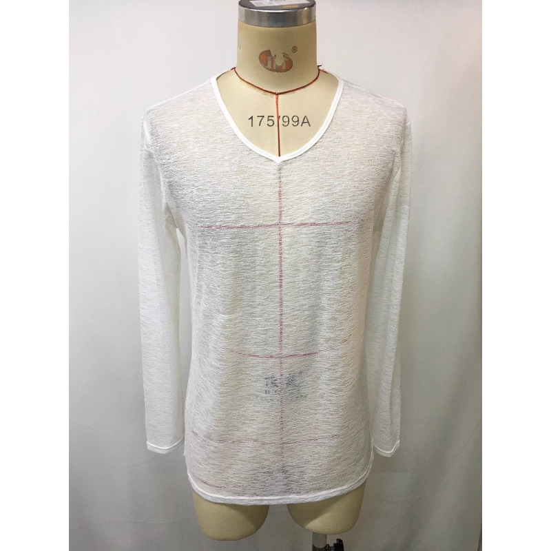 Új, új, európai és amerikai, nagy méretű, egyszínű, vékony, lélegző, hosszú ujjú férfi póló