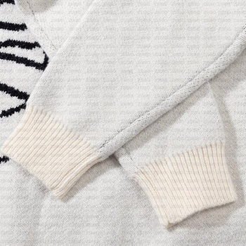 Ins Vintage Laza Kényelmes High Street Rajzfilm Jacquard Y2K Varrásos Kereknyakú Laza Felső Kötött Pulóver