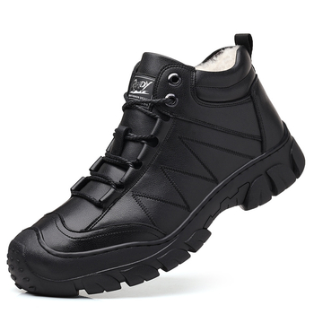 Gyapjú pamut csizma, téli férfi pamutcipő, gyapjúval bélelt, meleg, magas szárú, vastag pamutcipő, csúszásgátló hótaposó, bőr csizma, férfi