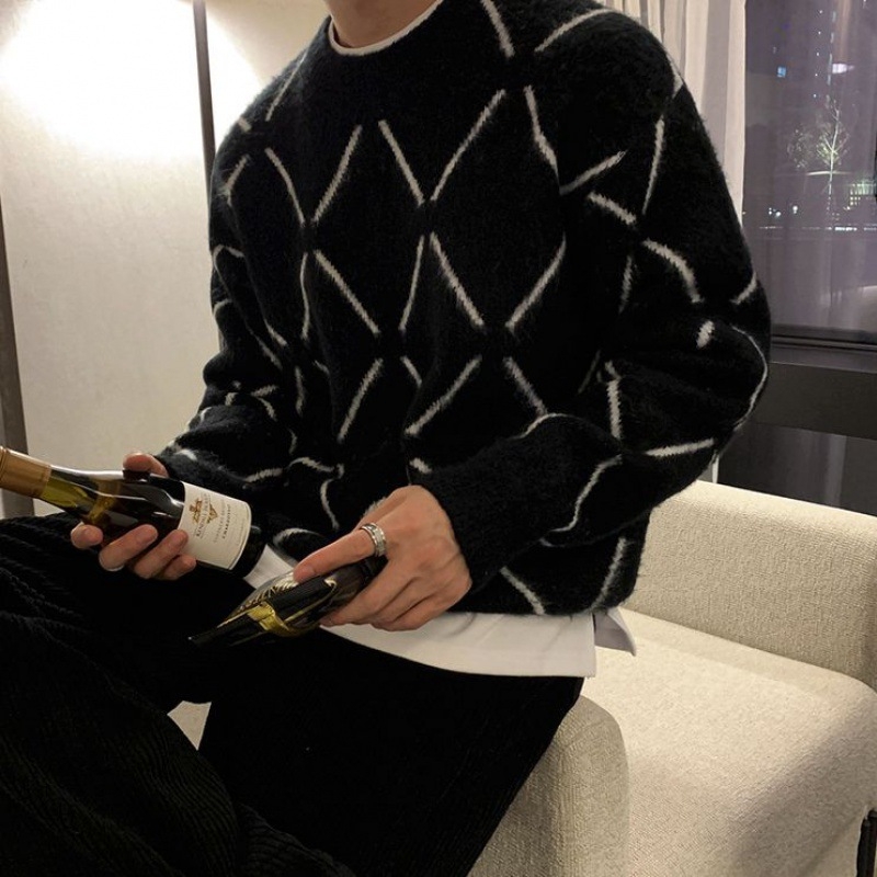 BJ jesenski i zimski karirani džemper u korejskom stilu, muški, moderni visokokvalitetni džemper s toplim donjim dijelom