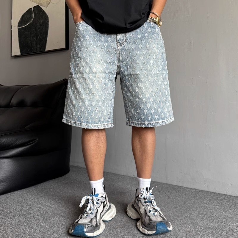 Amerikai stílusú, kaparott, divatos, márkás, planktonos, jóképű farmernadrág, férfi, laza, egyenes, hétköznapi, ötpontos nadrág, fiúknak, nyári, vékony szabású