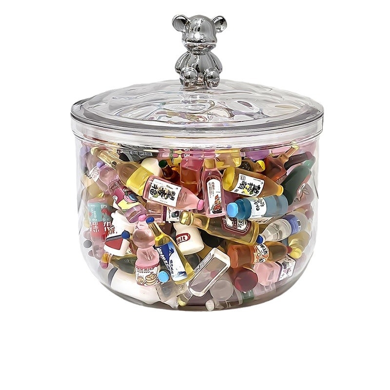 Játéktároló gashapon feküdjön hason mini baba köles laza halom zene akril átlátszó doboz imádnivaló porzsák