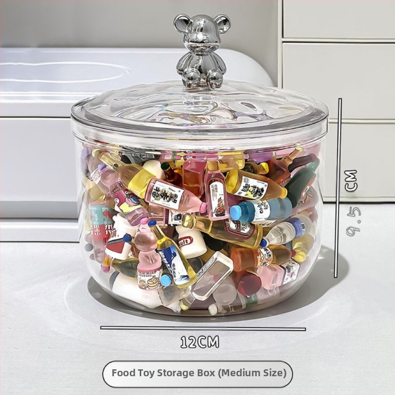 Játéktároló gashapon feküdjön hason mini baba köles laza halom zene akril átlátszó doboz imádnivaló porzsák