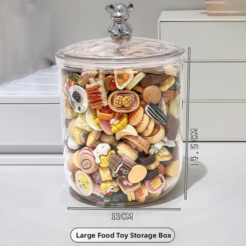 Játéktároló gashapon feküdjön hason mini baba köles laza halom zene akril átlátszó doboz imádnivaló porzsák