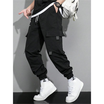 Croială regulată pentru bărbați, cu imprimeu cu litere, cu buzunar cu clapă și șnur în talie