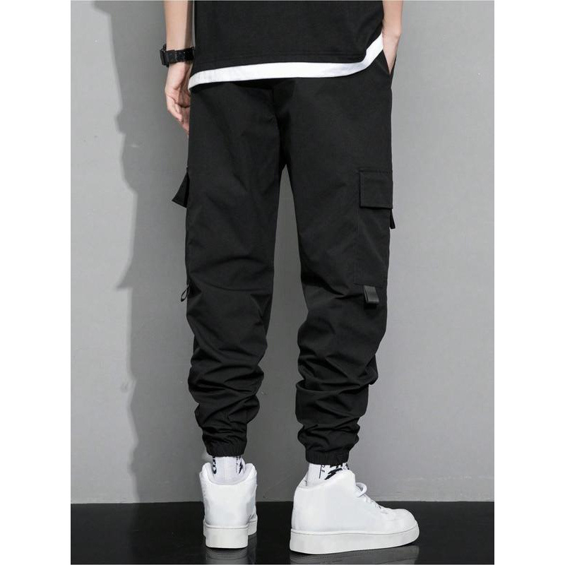 Croială regulată pentru bărbați, cu imprimeu cu litere, cu buzunar cu clapă și șnur în talie