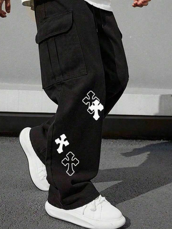 Γυναικεία παντελόνια American High Street Design, καλοκαιρινά, νέας σχεδίασης, ρετρό παντελόνια με πολλές τσέπες και αστεράκια, με φαρδιά μπατζάκια, για το καλοκαίρι του 2025.