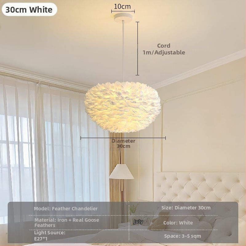 Põhjamaade moodne minimalistlik isikupärastatud loominguline insstiilis söögituba magamistoa sulgedest lühter sulgedest lamp insstiilis lühter