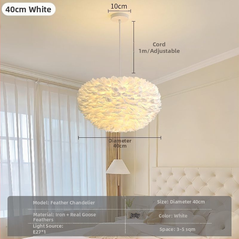 Põhjamaade moodne minimalistlik isikupärastatud loominguline insstiilis söögituba magamistoa sulgedest lühter sulgedest lamp insstiilis lühter