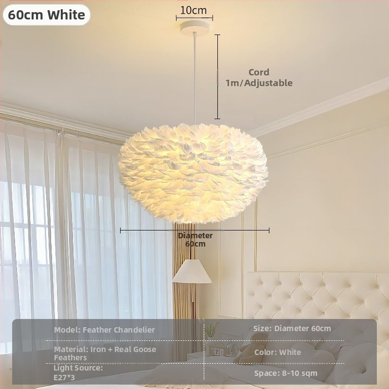 Põhjamaade moodne minimalistlik isikupärastatud loominguline insstiilis söögituba magamistoa sulgedest lühter sulgedest lamp insstiilis lühter