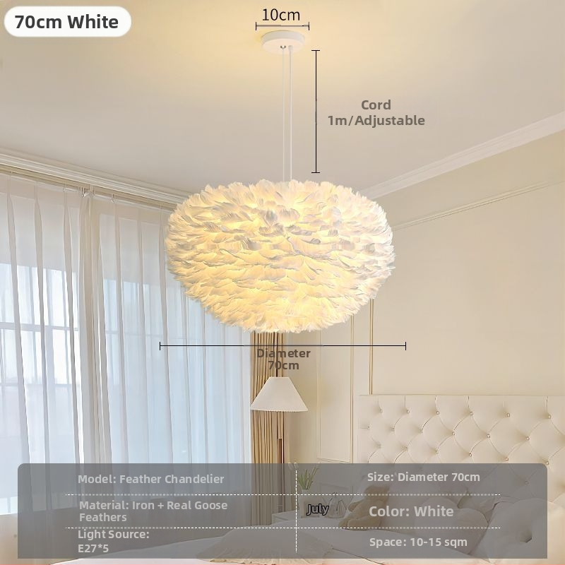 Põhjamaade moodne minimalistlik isikupärastatud loominguline insstiilis söögituba magamistoa sulgedest lühter sulgedest lamp insstiilis lühter