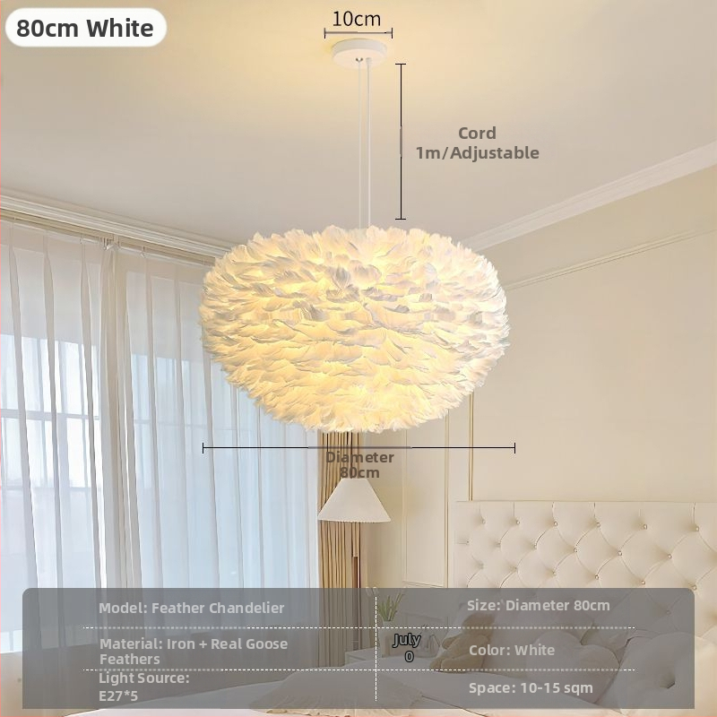 Põhjamaade moodne minimalistlik isikupärastatud loominguline insstiilis söögituba magamistoa sulgedest lühter sulgedest lamp insstiilis lühter