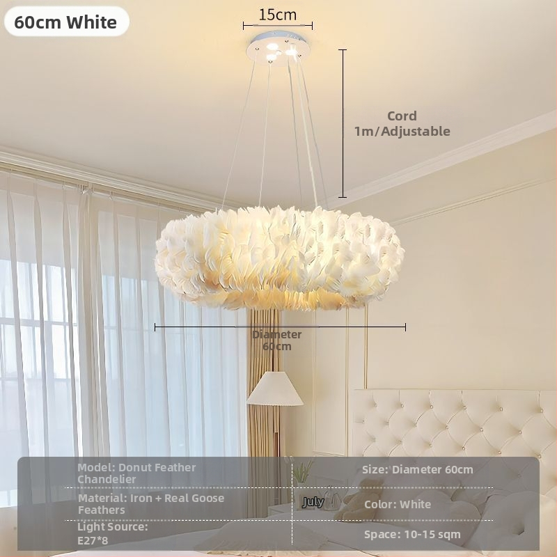 Põhjamaade moodne minimalistlik isikupärastatud loominguline insstiilis söögituba magamistoa sulgedest lühter sulgedest lamp insstiilis lühter